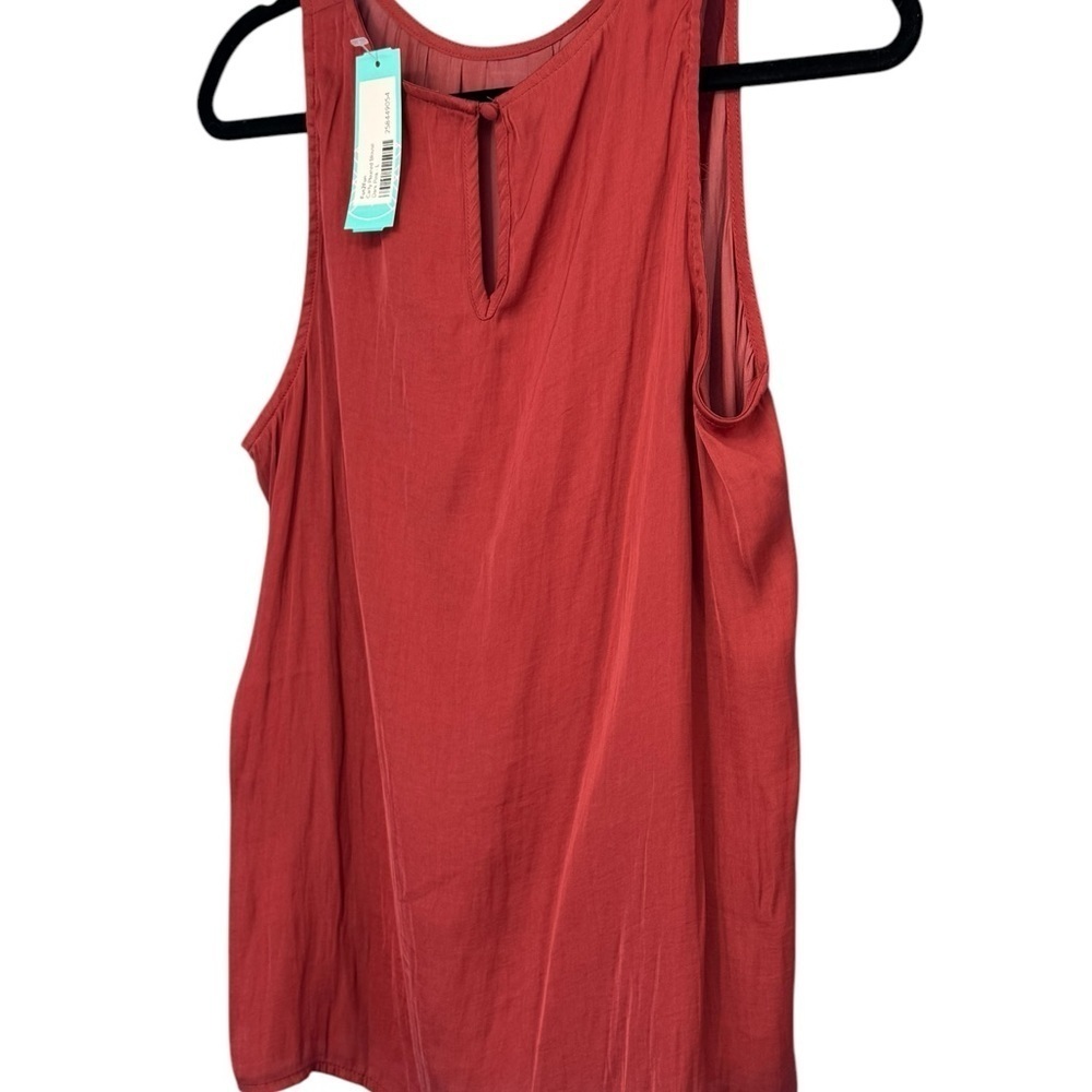 Fun 2 Fun Orange Pleated Tank Top Blouse